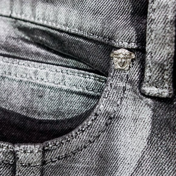 Versace Silver Painted Jeans - Picture 7 of 14